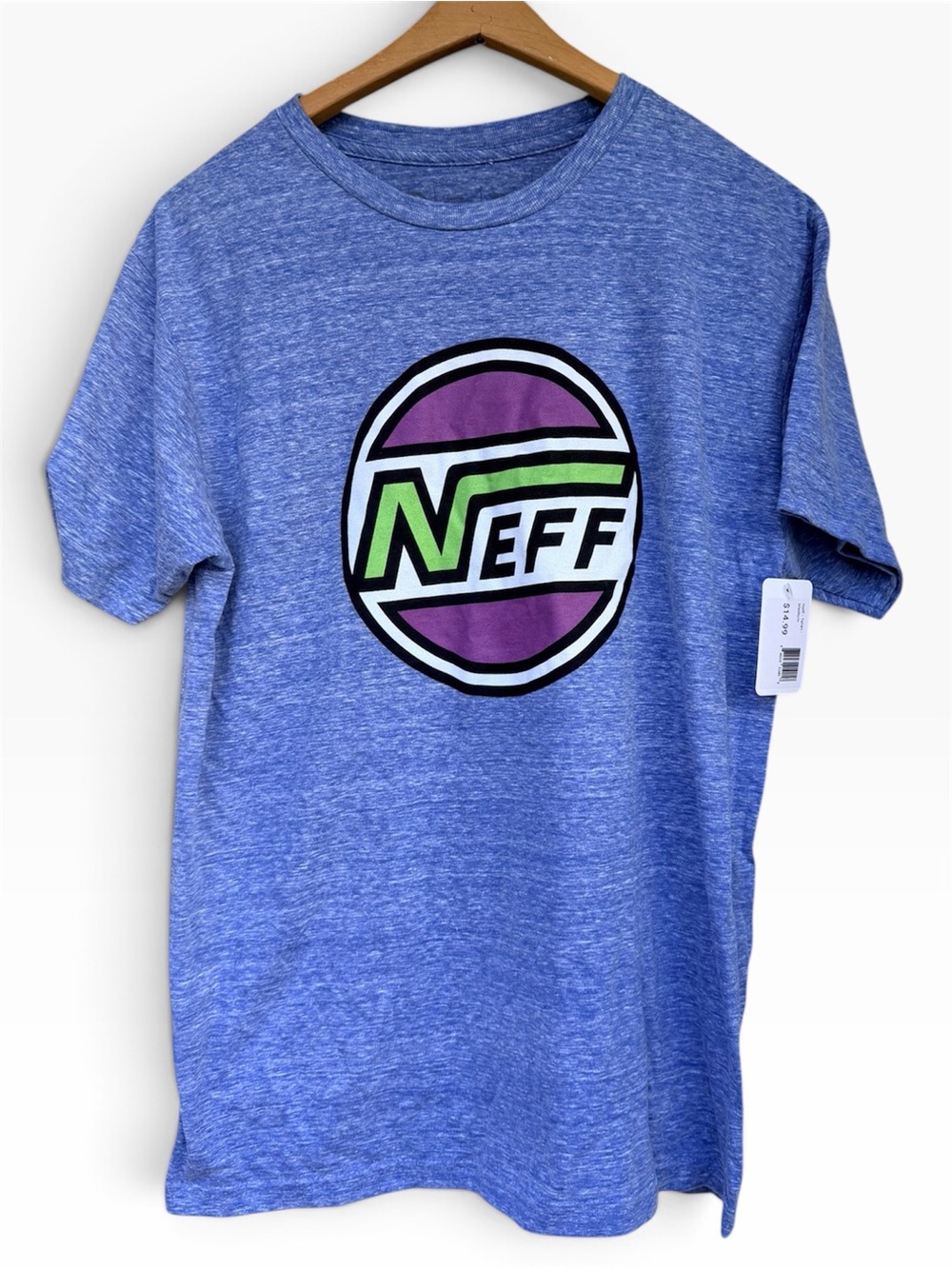 Neff Heather Blue Tee with Purple & Lime Logo